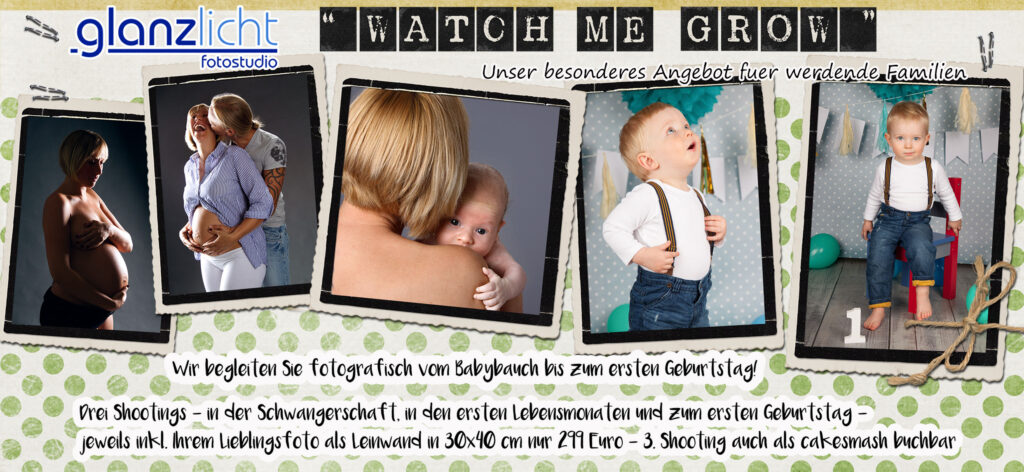 Drei Shootings vom Babybauch bis zum 1. Geburtstag bei Glanzlicht